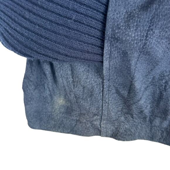 VTG Blue Suede Leather Jacket Womens M Western Knit Sleeve - Picture 11 of 11